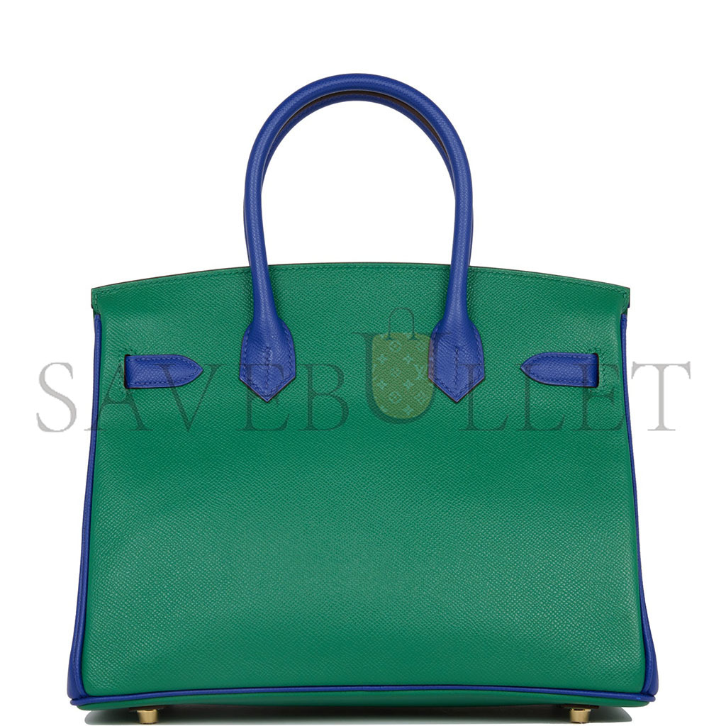 HERMÈS MASTER BIRKIN 35 EPSOM MALACHITE GREEN AND AQUA BLUE BAG H028368CK6Z (25*20*13cm)